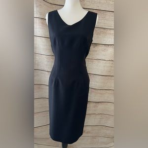 Kasper essential black sheath dress, v neck size 8 sleeveless